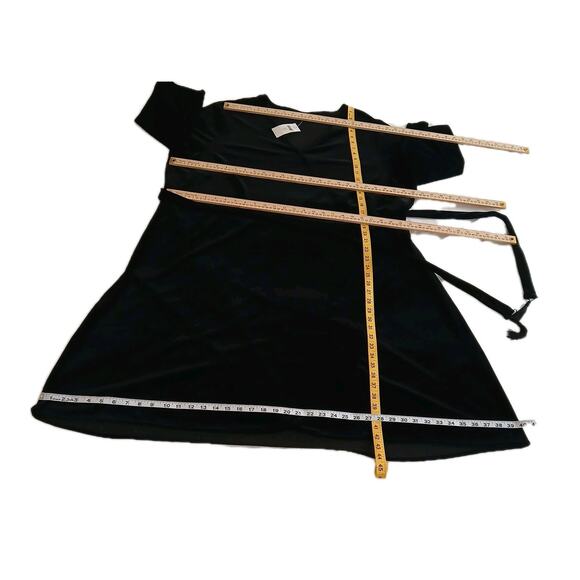 J. Jill Women’s 4X Velvet Wrap Dress Black Midi Tassel Tie Waist - Picture 12 of 16